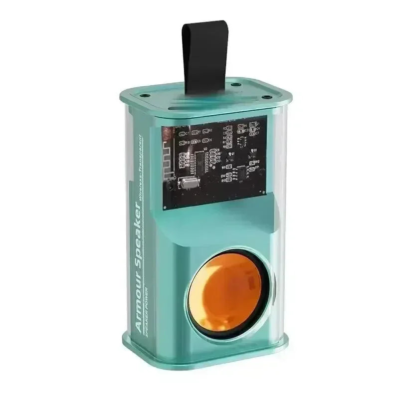 Transparent Mecha Bluetooth Speaker Wireless Bluetooth 5.3 Double Bass Diaphragm Subwoofer Music TWS RGB Light Mini Loudspeaker Oasis Select green