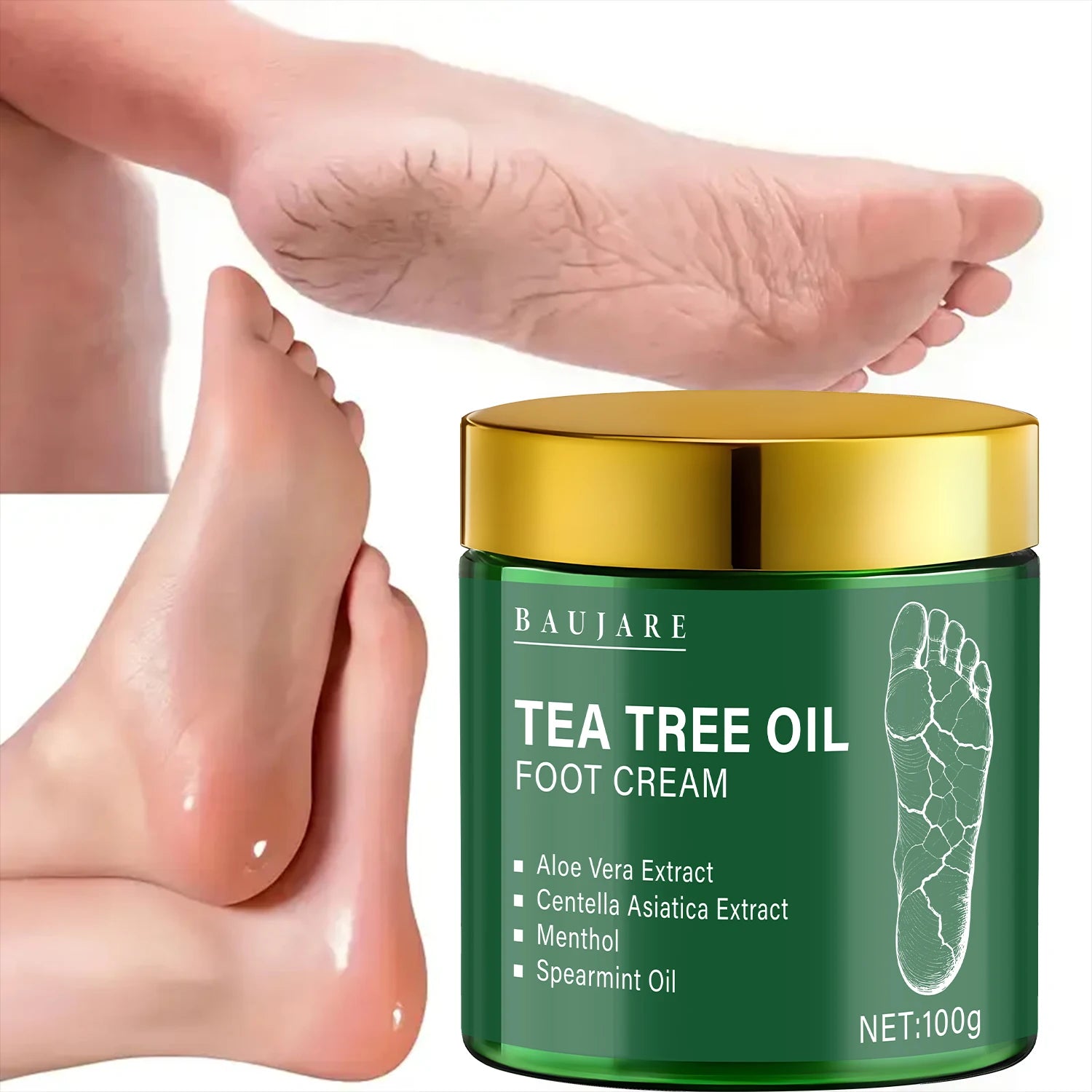 Tea Tree Oil Foot Cream with Aloe & Menthol - Moisturizes & Softens Skin with Hyaluronic Acid & Retinol Oasis Select