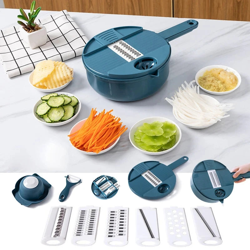 9 in 1 Vegetable Cutter Multi-Functional Potatoes Manually Cut Shred Slicer Grater Kitchenware Acceesories Tools Oasis Select