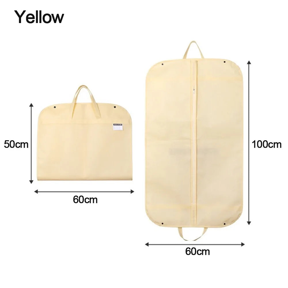 New Foldable Garment Bag Portable Non-woven Suit Storage Bag Solid Color Clothing Dustproof Cover Oasis Select Yellow