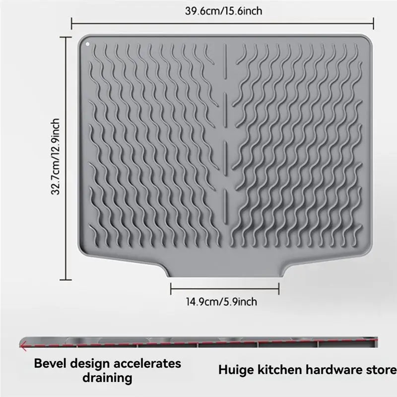 LIKE WISH Silicone Tableware Drain Mat, Anti Slip Sink Mat, Slope Guide Bowl Dish Drying Filter Mat Oasis Select