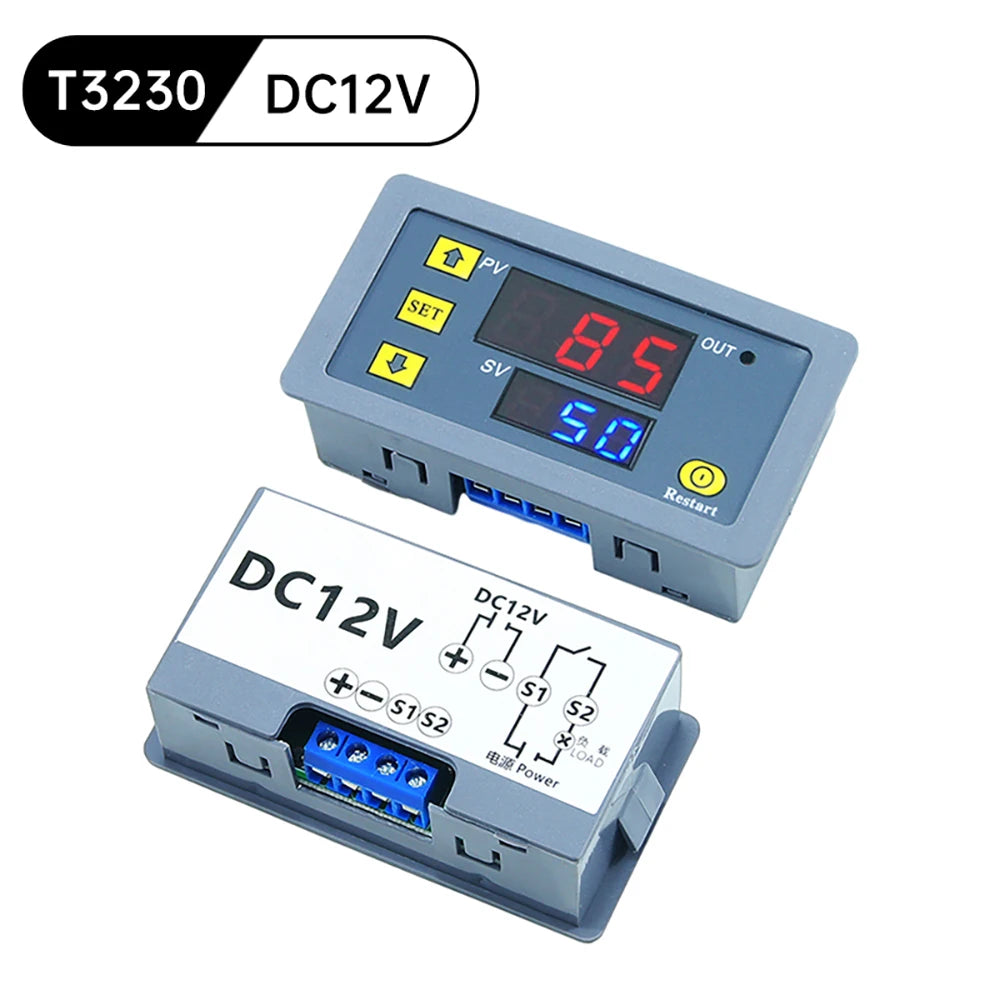 AC 110V 220V DC 12V DC24V Time Delay Relay LED Display Cycle Timer Switch Adjustable Timing Delay Relay Time Power Suppy T3230 Oasis Select DC12V