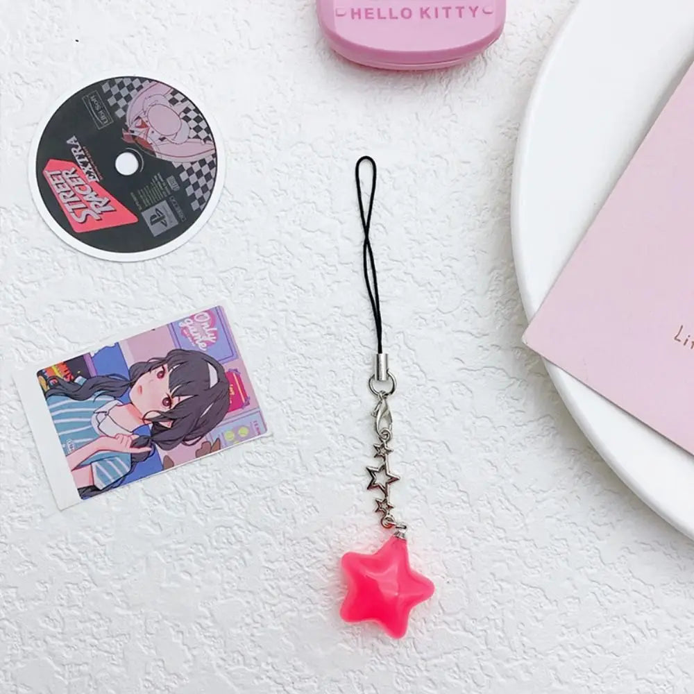Star Star Phone Strap Keychain Pendant Phone Hanging Rope Universal Candy Color Mobile Phone Chain Telephone Jewelry Oasis Select rose red-long