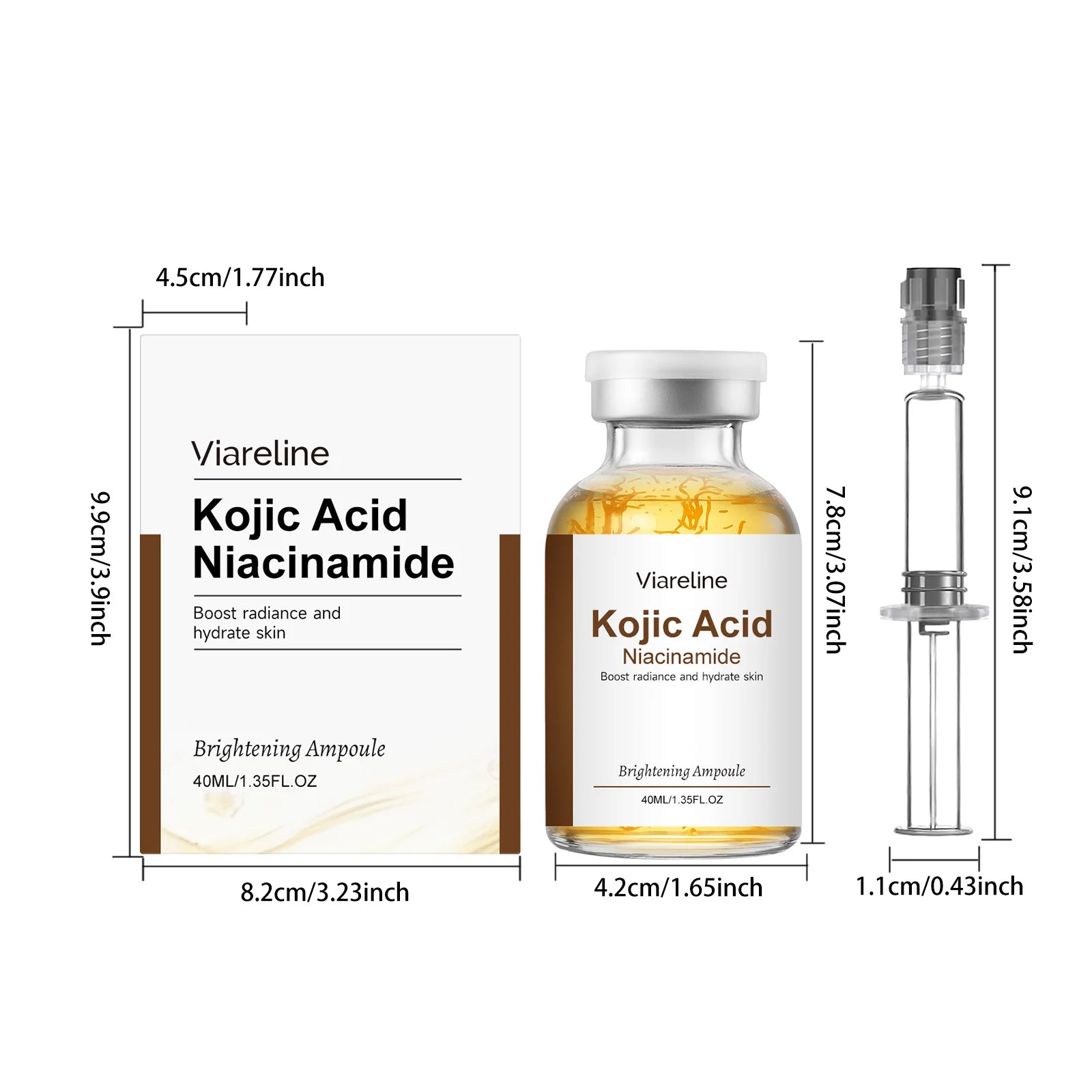 Niacinamide Brightening Ampoule Serum Face Hydrating Even Tone Nourishing Brightening Essence Kojic Acid Dark Spot Corrector Oasis Select 40ml Boxed