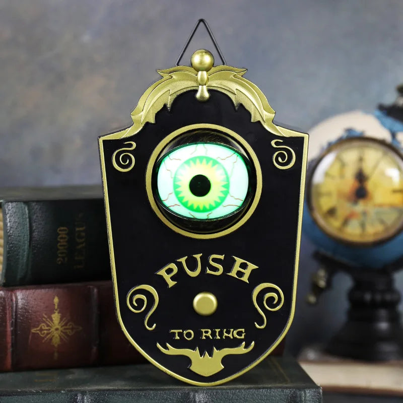 Luminous One Eyed Doorbell Haunted Decorations Creepy Eyes Doorbell Horror Props Scary Doorbell with Sound Lights for Halloween Oasis Select Black