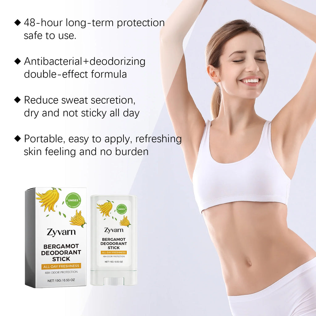 Refreshing Deodorant Balm Stick Natural Bergamot All Day Anti-odor Oasis Select