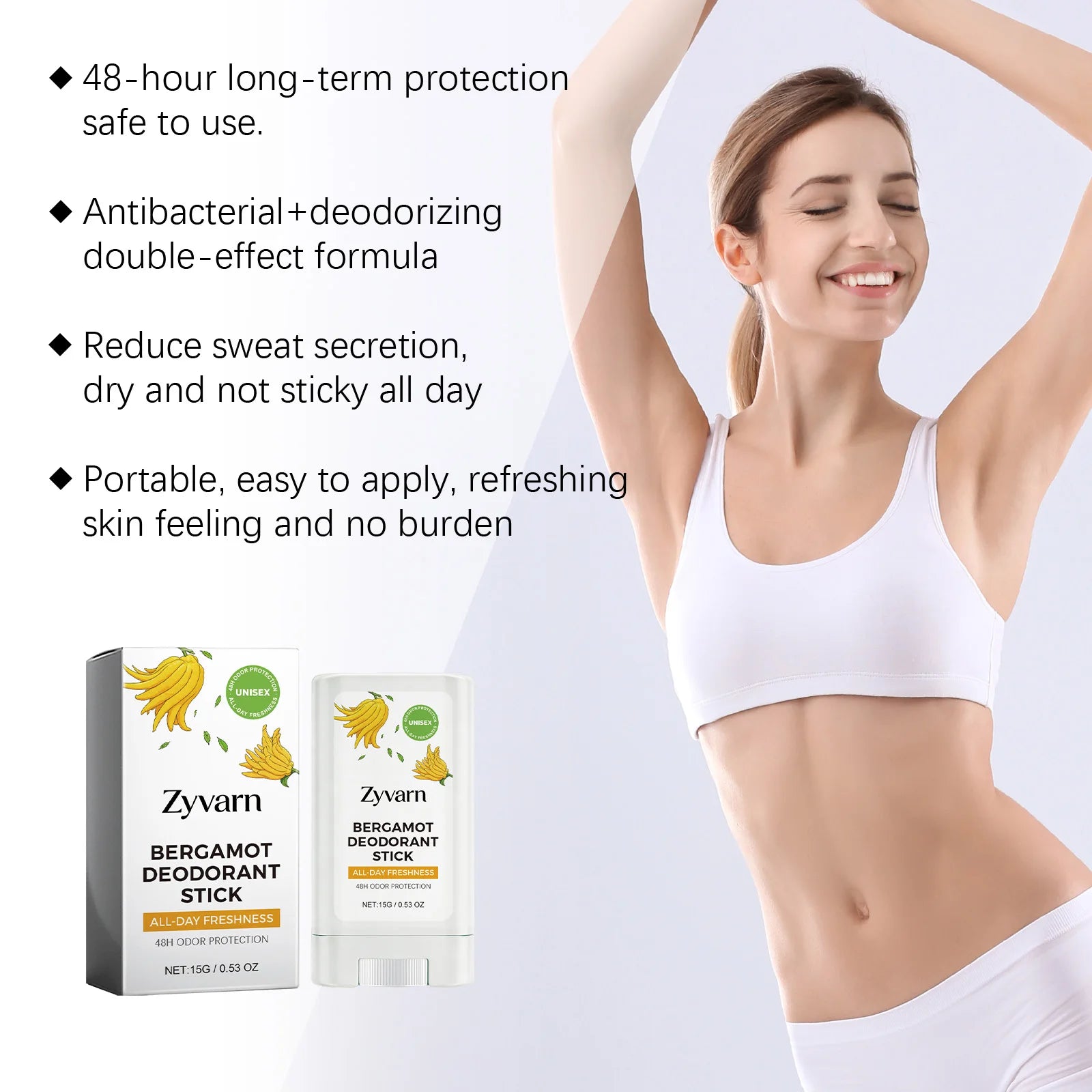 Refreshing Deodorant Balm Stick Natural Bergamot All Day Anti-odor Oasis Select