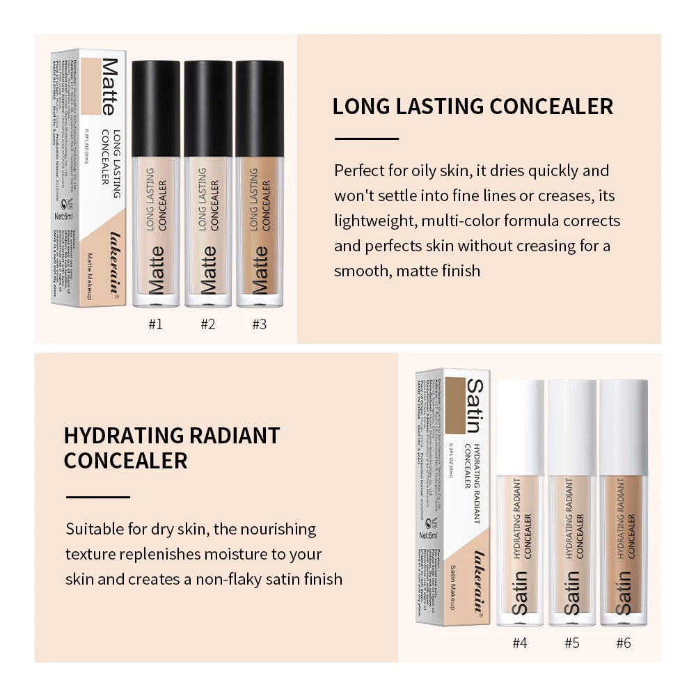 Makeup Face Concealer Hydrating & Moisturizing High Coverage Long Lasting Waterproof Liquid Base Eye Dark Circles Concealer Oasis Select