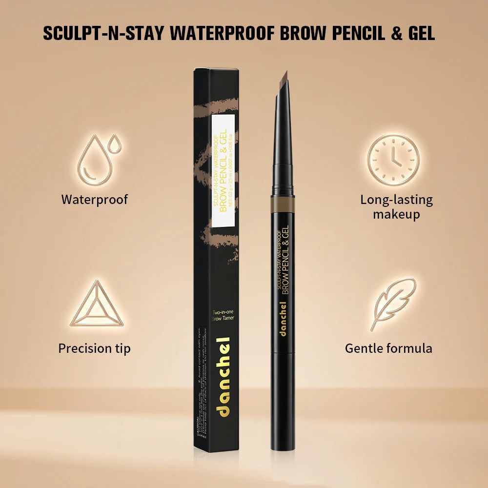 2-in-1 Eyebrow Pencil & Gel Quick Drying Transparent Eyebrow Gel Waterproof Long Lasting Strong-hold Dual-ended Eyebrow Pencil Oasis Select