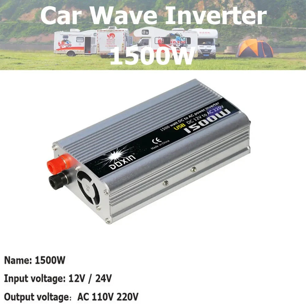 Car Wave Inverter DC 12V 220V 24V 110V AC 300W 500W 800W 1000W 1500W 2000W Inversor Car Adapter Power Solar Inverter Converter Oasis Select 1500W 24V AC 220V