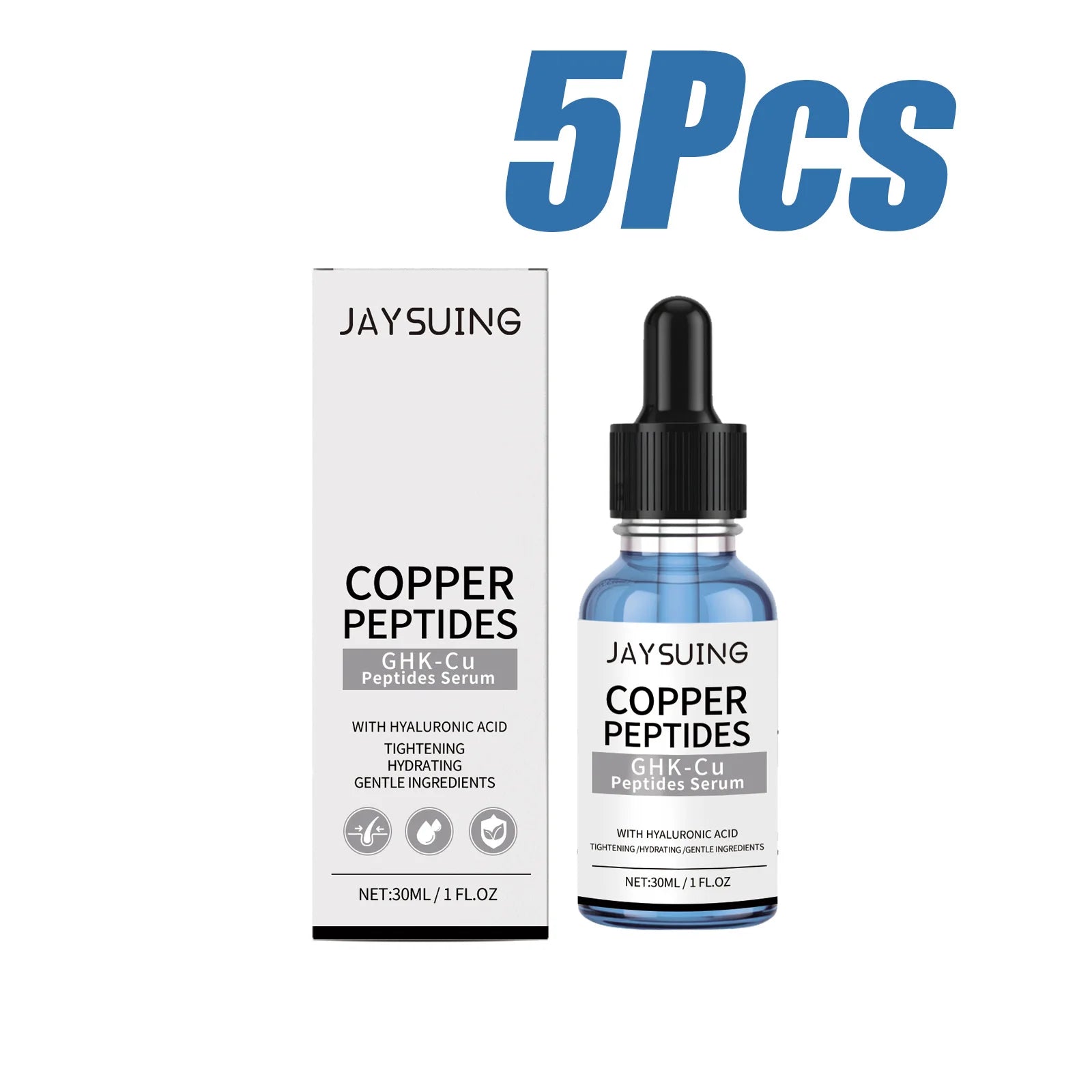 Copper Peptide Serum Hydrating Instant Tightening Skin Improve Fine Lines Daily Use Sooth Hyaluronic Acid Face Serum Skincare Oasis Select 5 x 30ml Boxed