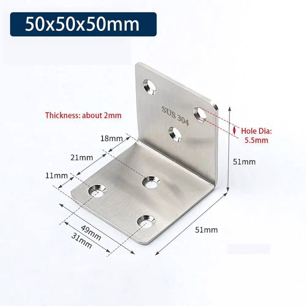 1Pcs Cabinet Screens Wall Angle Bracket Furniture Fastener SUS304 Stainless Steel Corner Brace Joint L Shape Oasis Select 50x50x50mm