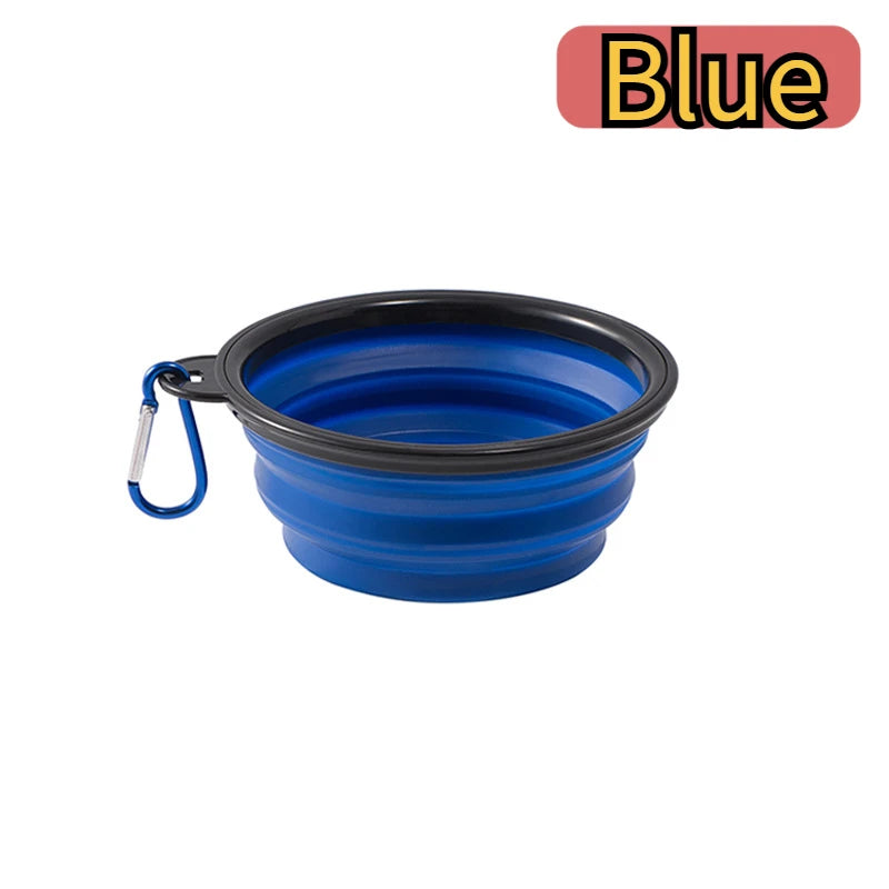 Dog Folding Bowl Portable Dog Travel Bowl Dog Food Water Bowl for Outdoor Walking Silicone Dog Food Water Bowl with Bowl Lip Oasis Select Blue