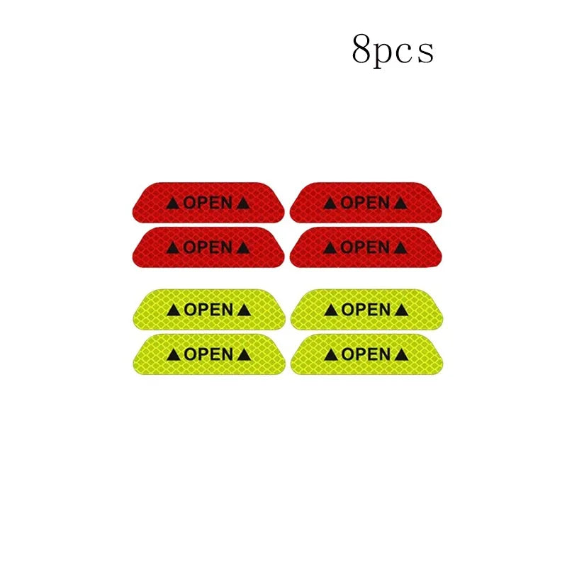 4/8/12/16pcs Reflective Car Door Sticker Safety Opening Warning Reflector Tape Decal Car Accessorie Interior Reflector Sticker Oasis Select 8pcs mix 1