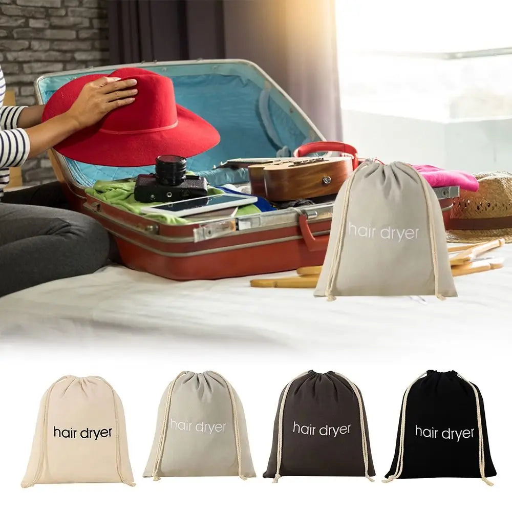 Portable Dustproof Hair Dryer Cloth Bag Large Capacity Drawstring Hairdryer Bag Canvas Hair Diffuser Oasis Select