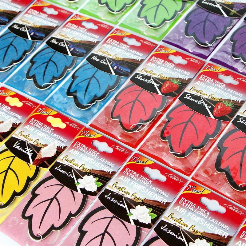 Car Air Freshener Natural Scented Tea Paper Auto Hanging Leaf Shape One-piece Car Decoration Perfume Tablets Freshener 48PCS Oasis Select
