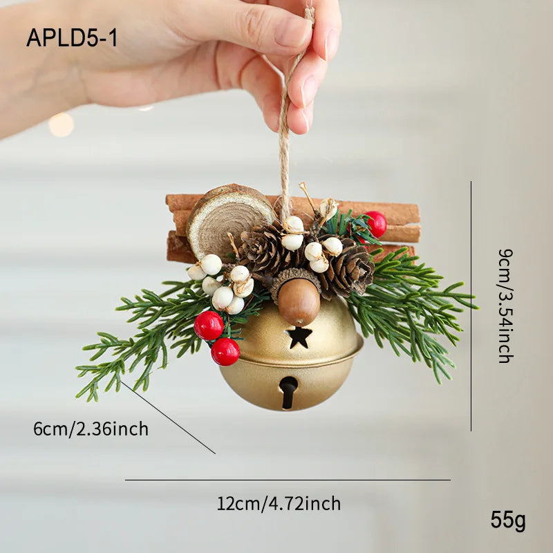Christmas Bells Antlers Bows Pinecone Bells Mixed Pendants Christmas Tree Window Display Car Hanging Decorations Oasis Select Golden cinnamon
