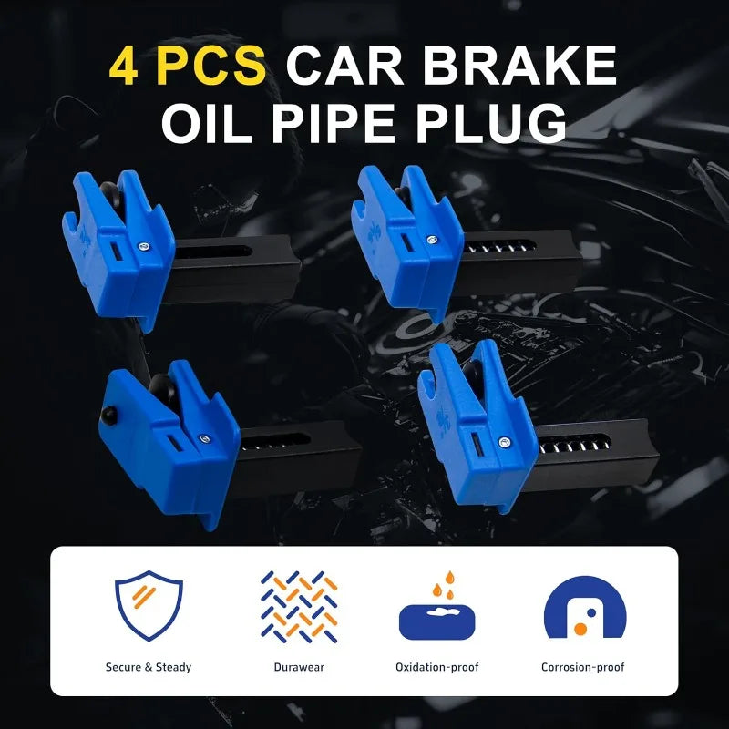 Brake Line Plug Automatic Fluid Stop Clamp Set 4 PCS Car Brake Line Clamp Car Brake Oil Line Plug Tool Universal for Most Cars Oasis Select