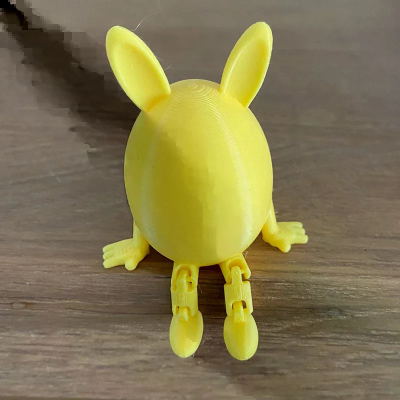 Articulated Bunny Egg Figurine Easter Decoration Movable Leg Joint Egg Statue Home Office Desktop Ornament And Gift Oasis Select