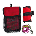Diving SMB Kit 1.1m Closed Surface Marker Buoy & 30m Aluminum Finger Spool Reel & Dive Sausage Storage Bag Combo Oasis Select red pink