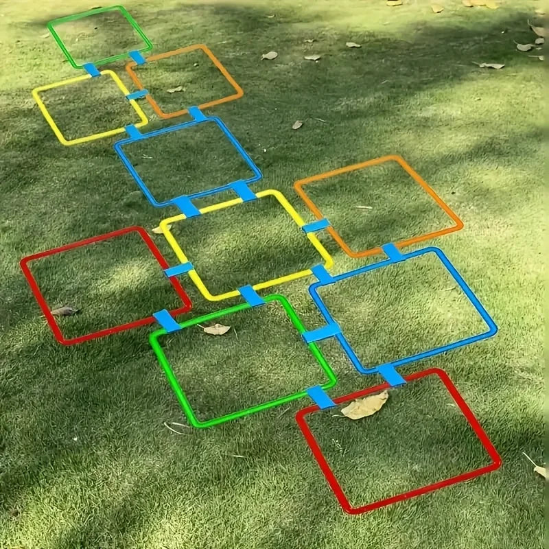 Outdoor Kids Funny Physical Training Sport Toys Lattice Jump Ring Set Game with 10 Hoops 10 Connectors for Park Play Boys Girls Oasis Select 10pcs