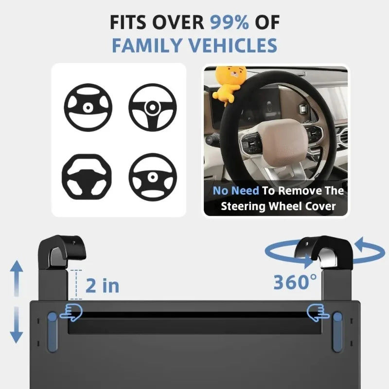Food Tray Desk Auto Steering Wheel Tray Mount Car Tray Table Folding Laptop Desk Adjustable Water Cup Computer Bracket Car Tray Oasis Select