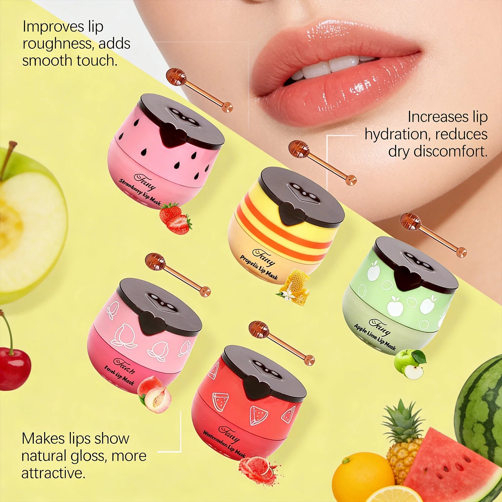 Propolis Lip Mask Moisturizing Repairing Lip Balm Stick Fade Lip Lines Hydrating Nourishing Overnight Lip Care For Dry Cracked Oasis Select