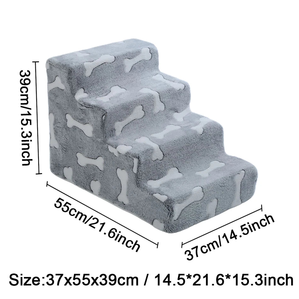 Ladder Dogs Pets Bone Shape Puppy Stairs Beside The Sofa Bed Ramp for Dogs Protecting Pet Joint Safety Stairs for Elderly Dogs Oasis Select 4 steps