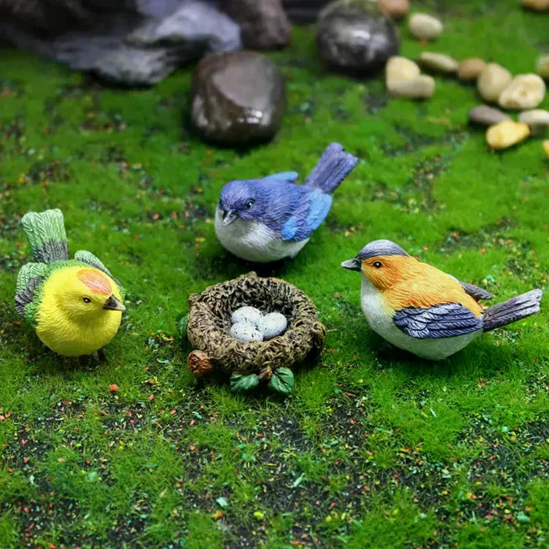4PCS Mini Bird Figure Model Cartoon Resin Crafts DIY Plant Bonsai Figurines Fairy Garden Dollhouse Miniatures Decor Oasis Select