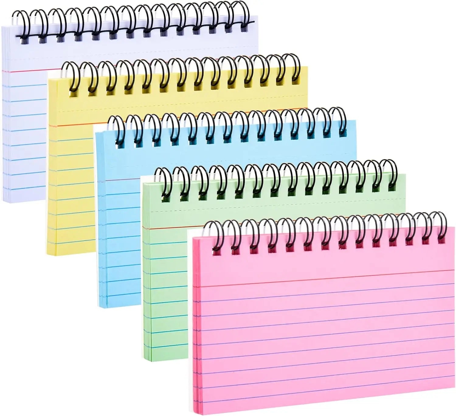 Index Cards with Ring 3x5 Inches 50-250 Sheets Notecards Spiral Flash Cards for Studying Nursing School Office Taking to Do List Oasis Select Random 5 pcs