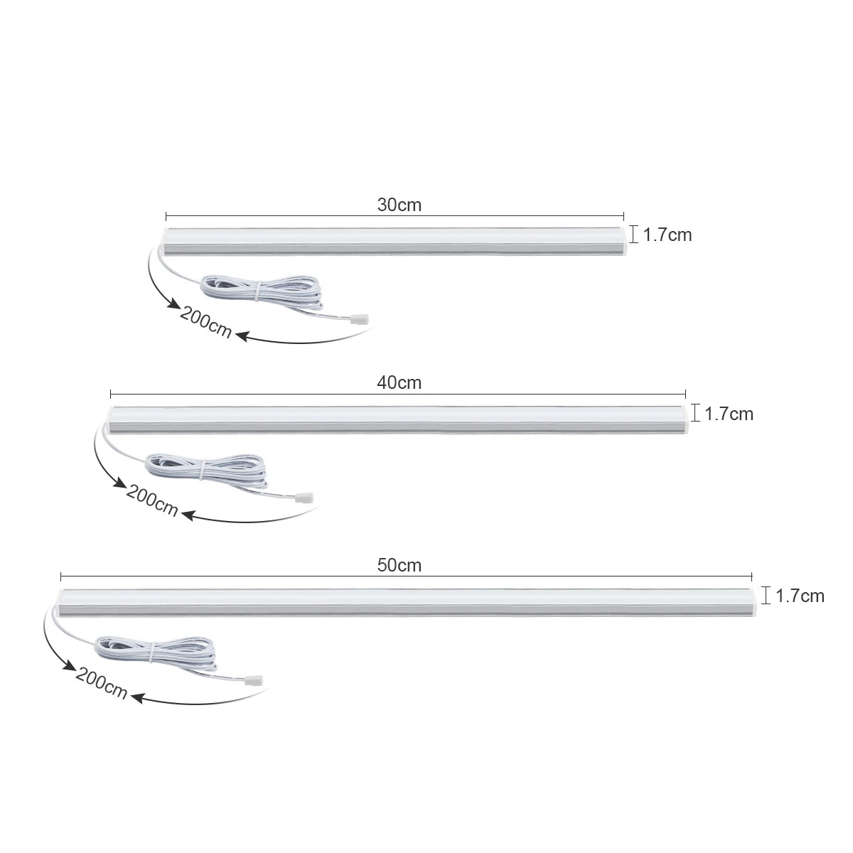 LED Light Bar Touch Sensor Dimming Swtich EU/US Power Plug Led Night Light for Kitchen Wardrobe Cabinet Lighting 30cm/40cm/50cm Oasis Select