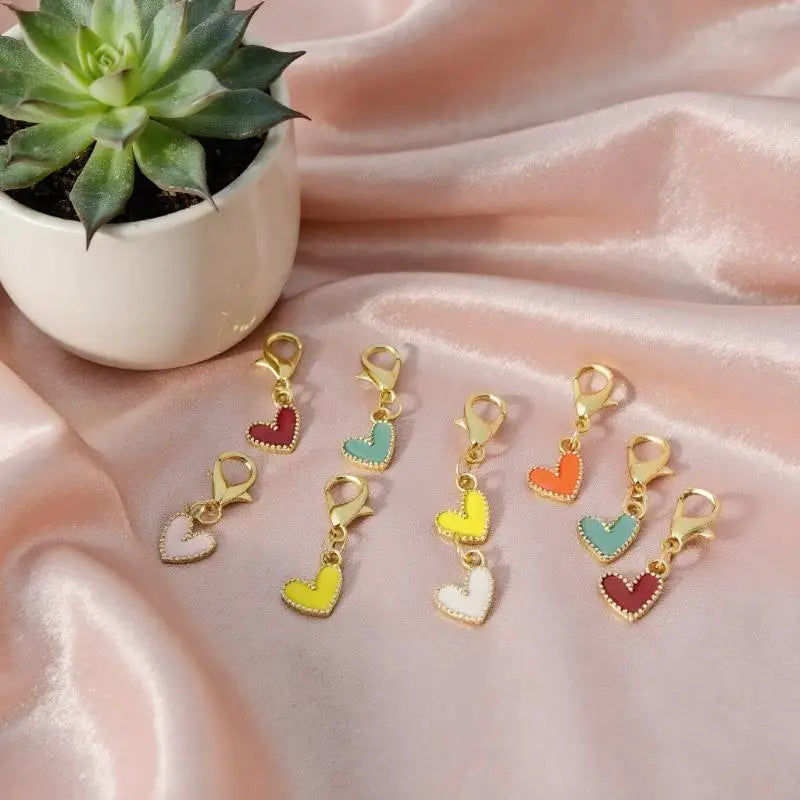 10pcs Cute Heart Shape Keychain Fashion Alloy Love Key Ring Portable Bag Pendant Car Key Holder for Women Girls Daily Accessory Oasis Select