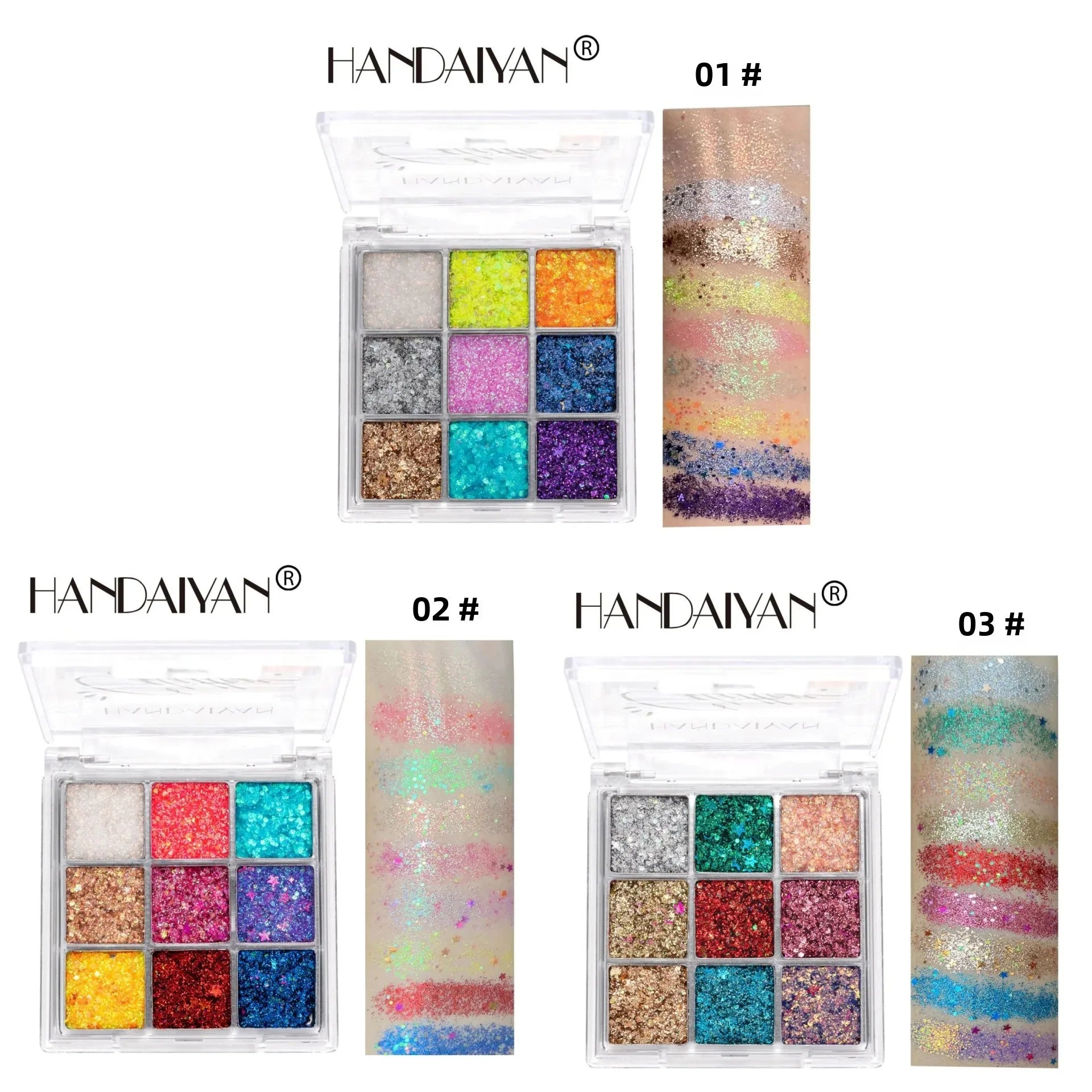 Handaiyan 9-Color Glitter Eyeshadow Palette – Shimmer Party Makeup Glitter Eyeshadow Palette Oasis Select