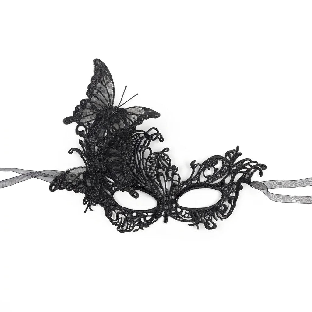 Butterfly Gradient Color Half Face Mask Lace Hollow Out Sexy Eye Mask For Women Party Cosplay Ball Masquerade Makeup Oasis Select Black