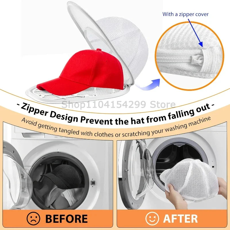 Washing Machine Hat Washing Protector Hat Cleaning Machine Washable Laundry Bag Anti-Deformation Secure Hat Storage Solution Oasis Select