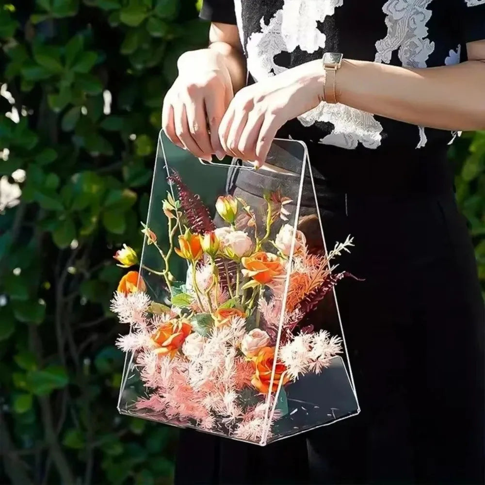 Clear Acrylic Flower Box with Handles – Wedding & Bridesmaid Tote