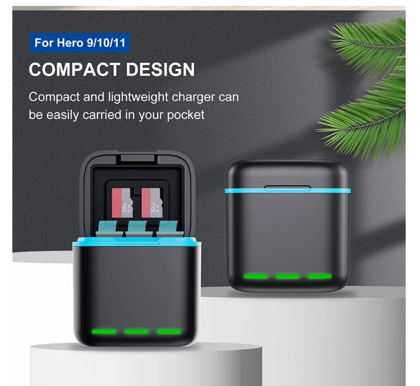 3-Way GoPro Hero 9–13 Fast Charger + Type-C Cable