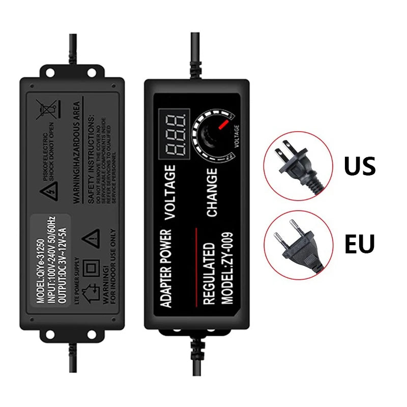 Adjustable Power Supply AC 220V TO DC 3V 9V 12V 24V 36V 72W Power Adapter with 9 Plug Connect Universal Adapter For LED Strip Oasis Select