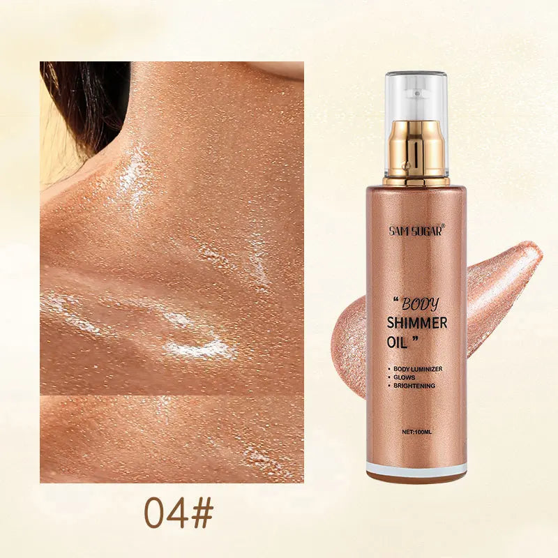 SAM SUGAR Pearl Rose Gold Shimmer Body Oil & Face Highlighter