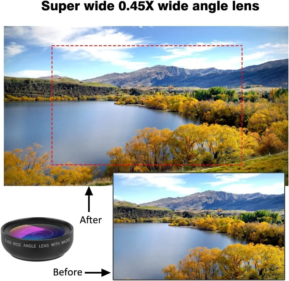 2 IN 1 Lens Universal Clip 37mm Mobile Phone Lens Professional 0.45X 49uv Super Wide-Angle + Macro HD Lens For iPhone Android Oasis Select