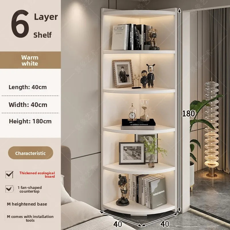 Multi-functional Household Goods Corner Cabinet Multi-layer Floor Storage Display Cabinet Fan Shelf Small Solid Wood Bookshelf Oasis Select 6-NB-40x180
