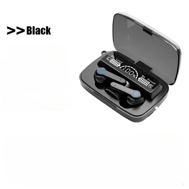M19 headset TWS Earphone Intelligente Touch Control Wireless Bluetooth-compatible Headphones Waterproof LED Display With Mic Oasis Select black