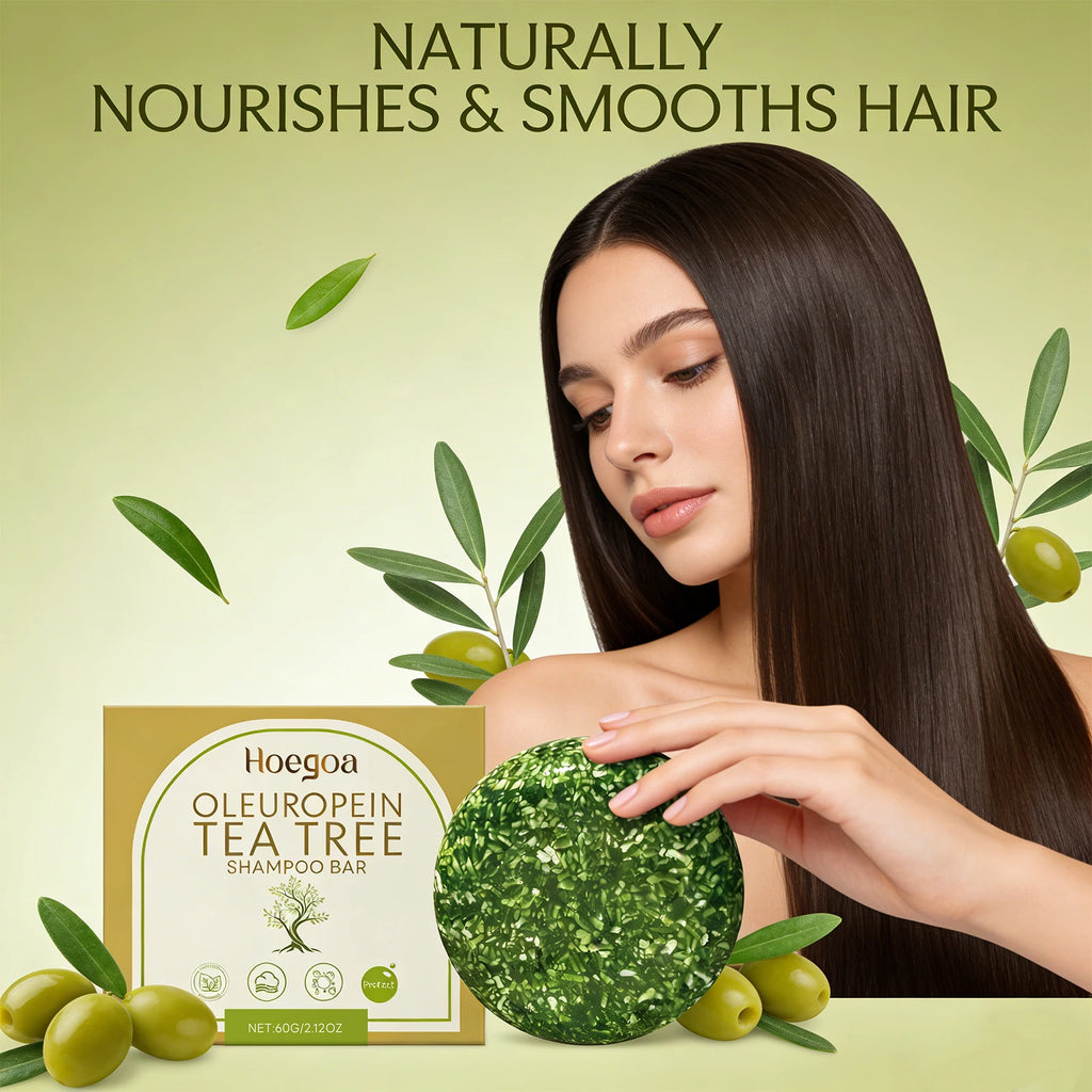Oleuropein Tea Tree Shampoo Bar Oil Control Fluffy Hair Gentle Cleansing Scalp Nourishing Smooth Hair Strengthen Roots Hair Care Oasis Select