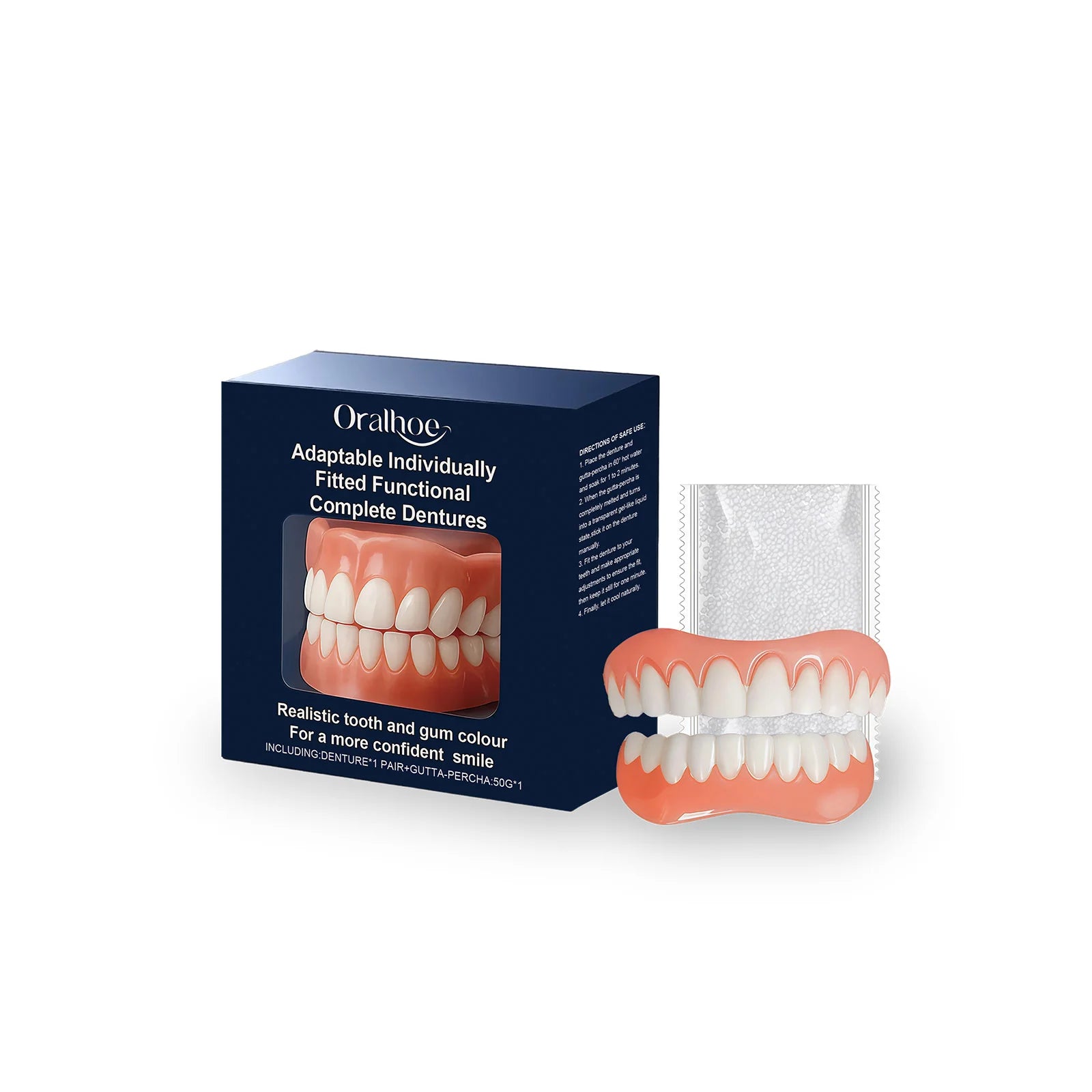 Denture Silicone Kit Temporary Orthodontic Teeth Upper Lower Fake Tooth Oral Hygiene Care Whitening Denture Simulation Braces Oasis Select 1 SET