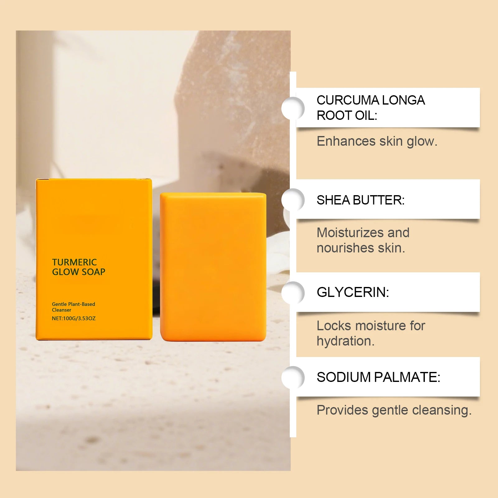 Turmeric Glow Soap Dark Spot Acne Removal Brightening Face Body Soap Even Skin Tone Moisturizing Deep Cleansing Nourishing Bar Oasis Select