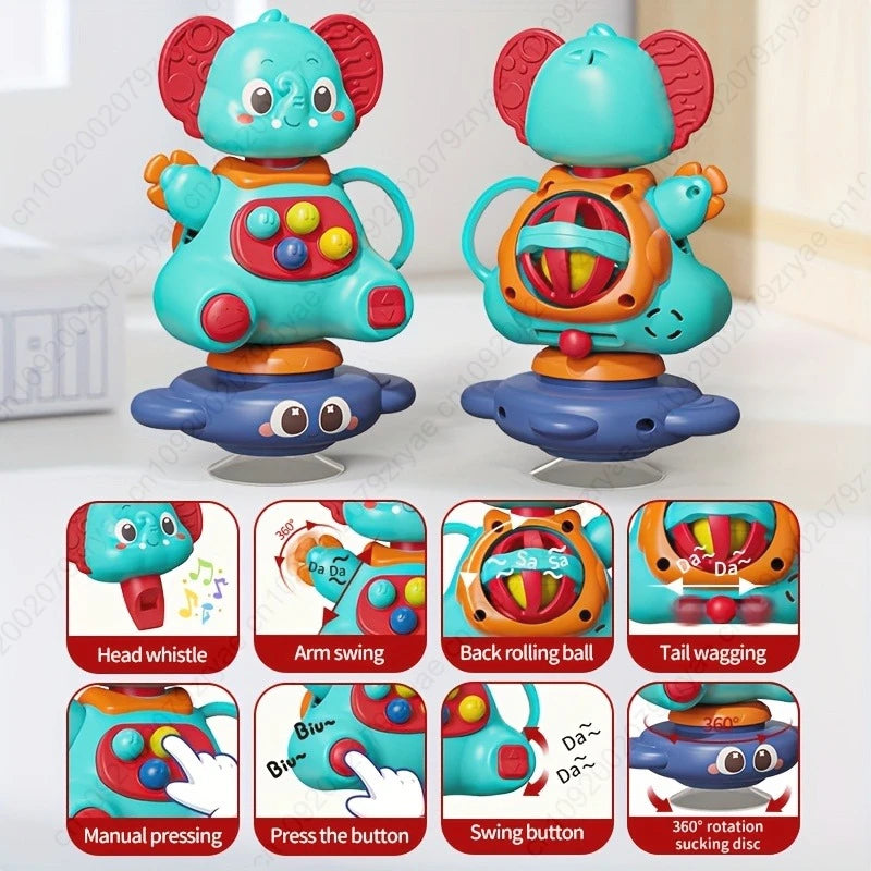 Baby Rattle Toy with Elephant Shapes - Sensory Development Toy for Infants & Toddlers, Mixed Colors - Hand-Eye Coordination, Oasis Select