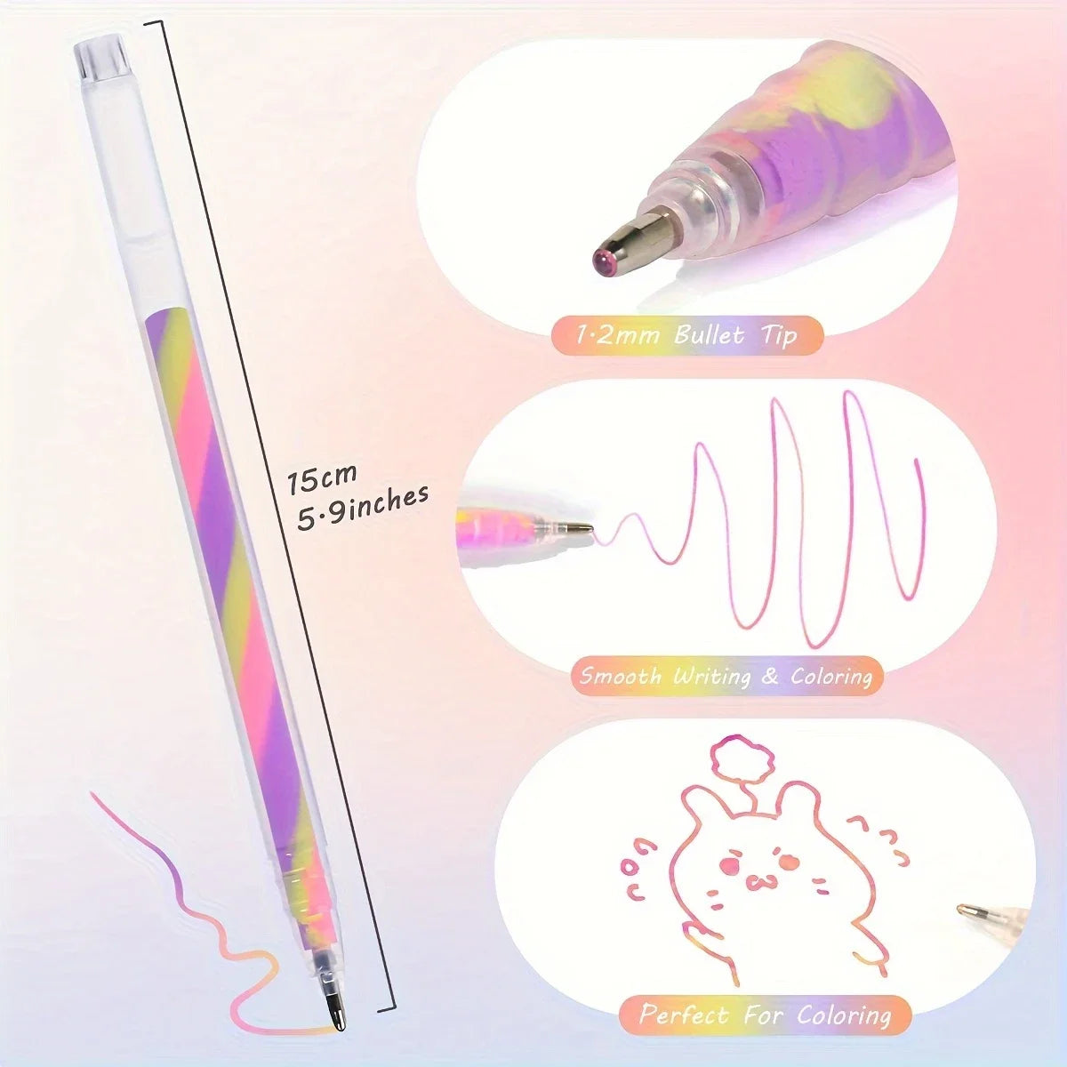 6pcs Glitter Gel Highlighter Pens Set - 1.2mm Vibrant Colors, Smooth Writing, Perfect for Journals, DIY Crafts, Greeting Cards, Oasis Select
