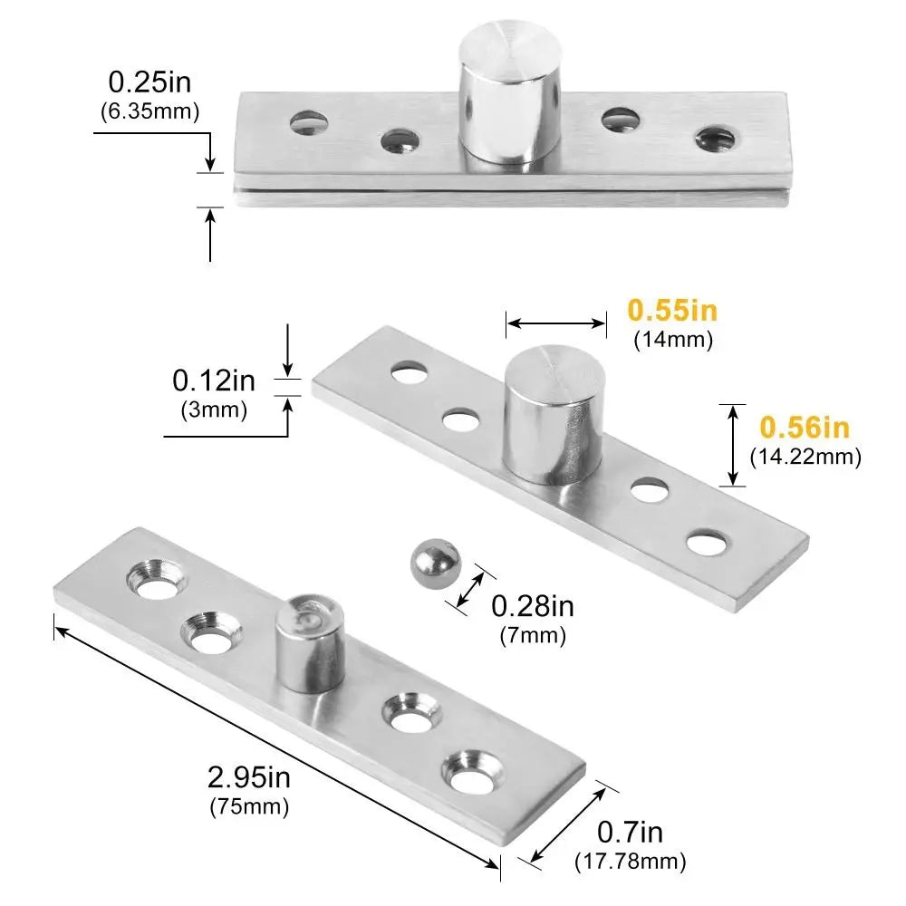 New Stainless Steel Pivot Hinge With Screws Heavy Duty Central Rotating Hinge 360° Swivel Up Down Shaft Oasis Select