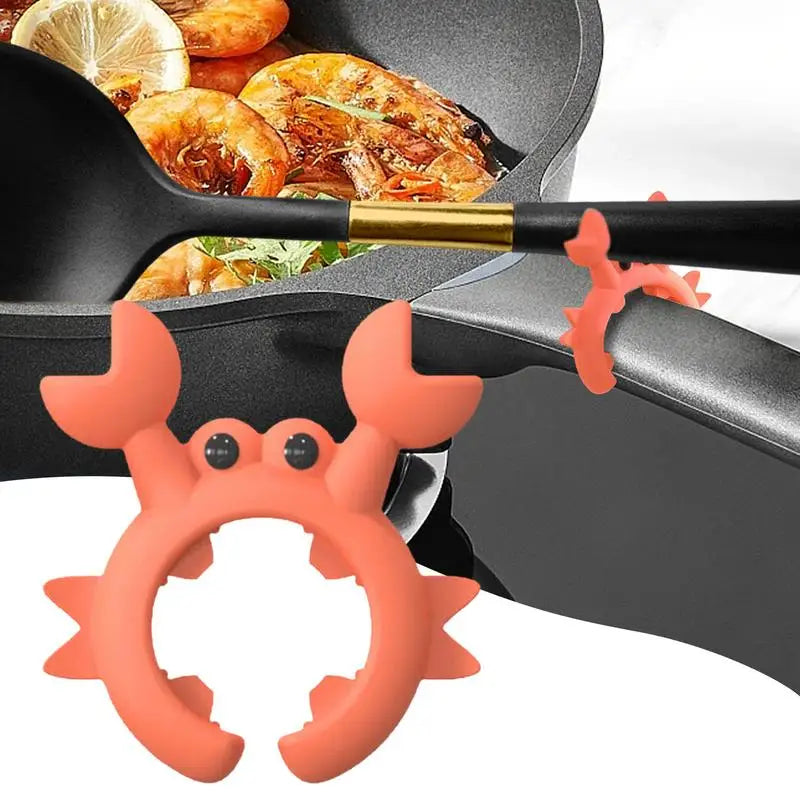 1pc Utensil Rest Crab Shaped Silicone Utensil Rest Countertop Ladle Holder Anti-Overflow Stove Top Spatula Holder Kitchen Gadget Oasis Select