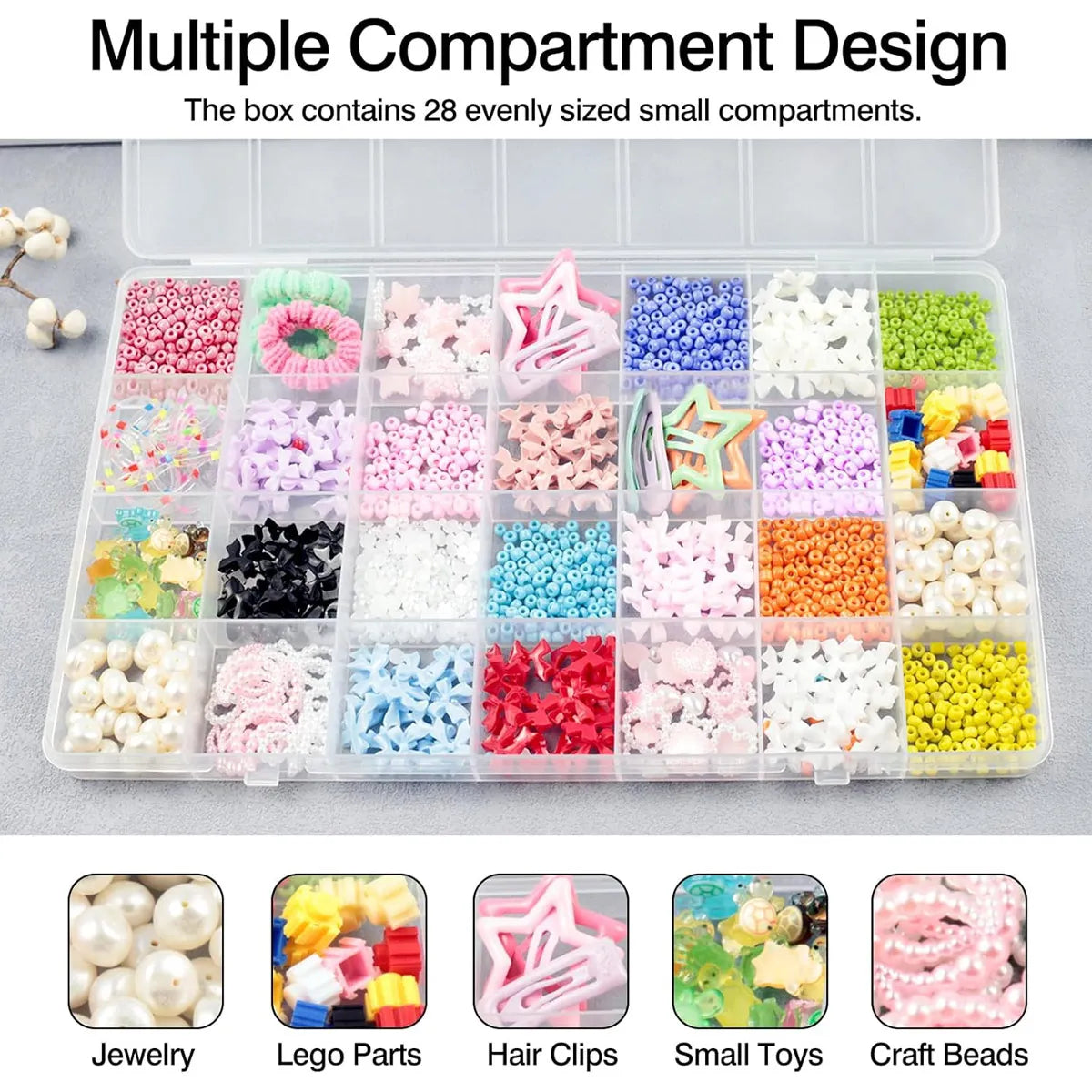 28 compartments plastic storage box with partition jewelry box, used for storing jewelry, earrings, rings, beads Oasis Select